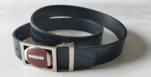 Football Buckle on Mock Croc Leather Strap