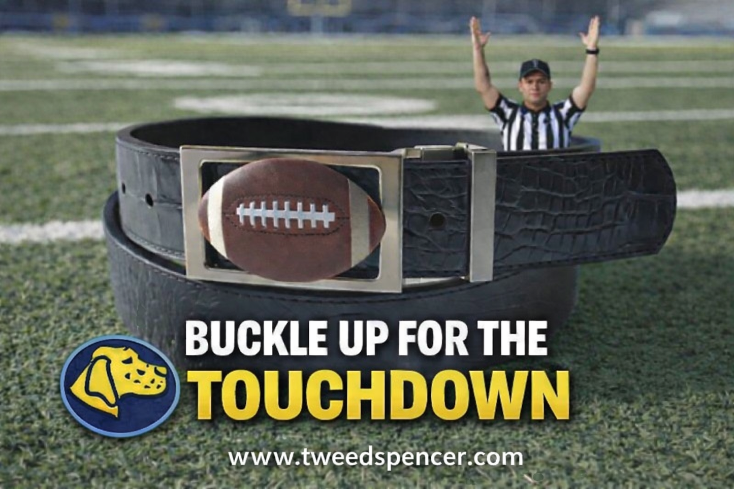 Football 🏈 Game Buckle on Mock Croc Leather Strap