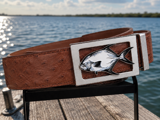 Brown Ostrich Fish Belt