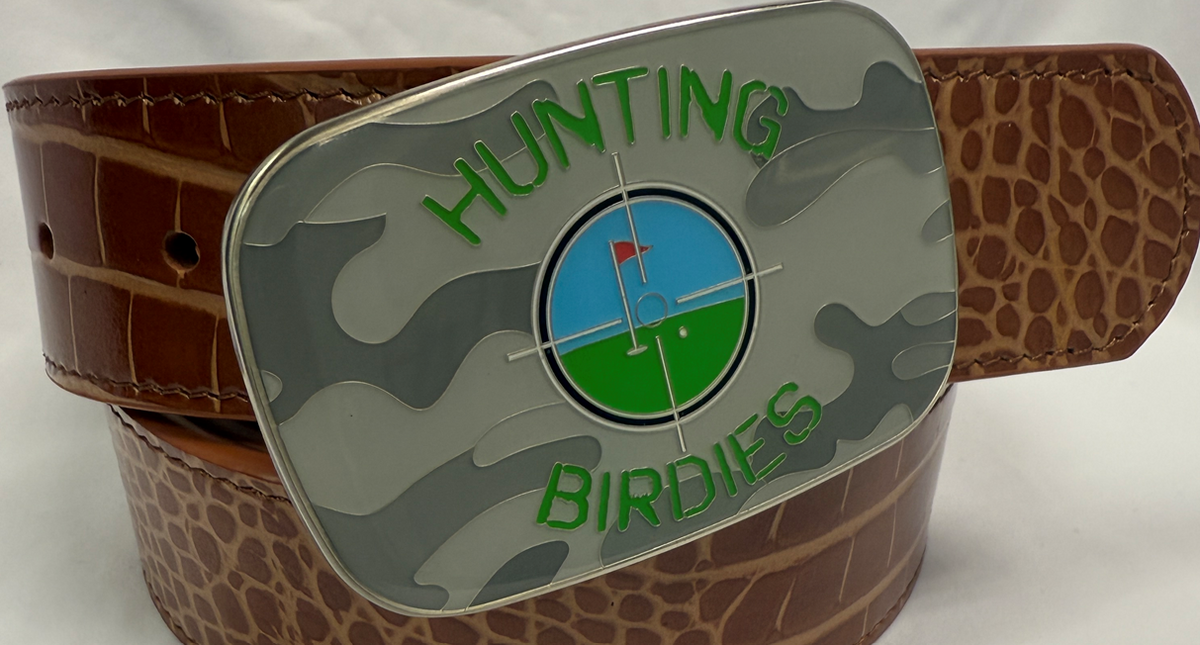 Hunting Birdies Mock Croc Leather Belt