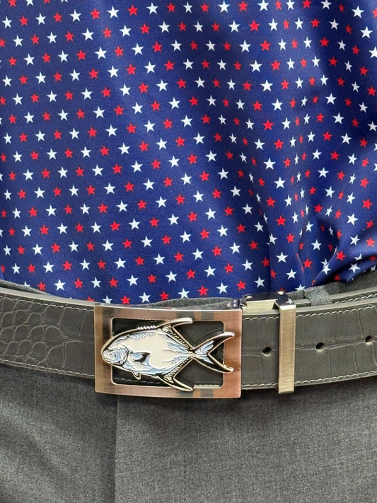 Fish Gray Croc Spencer Belt