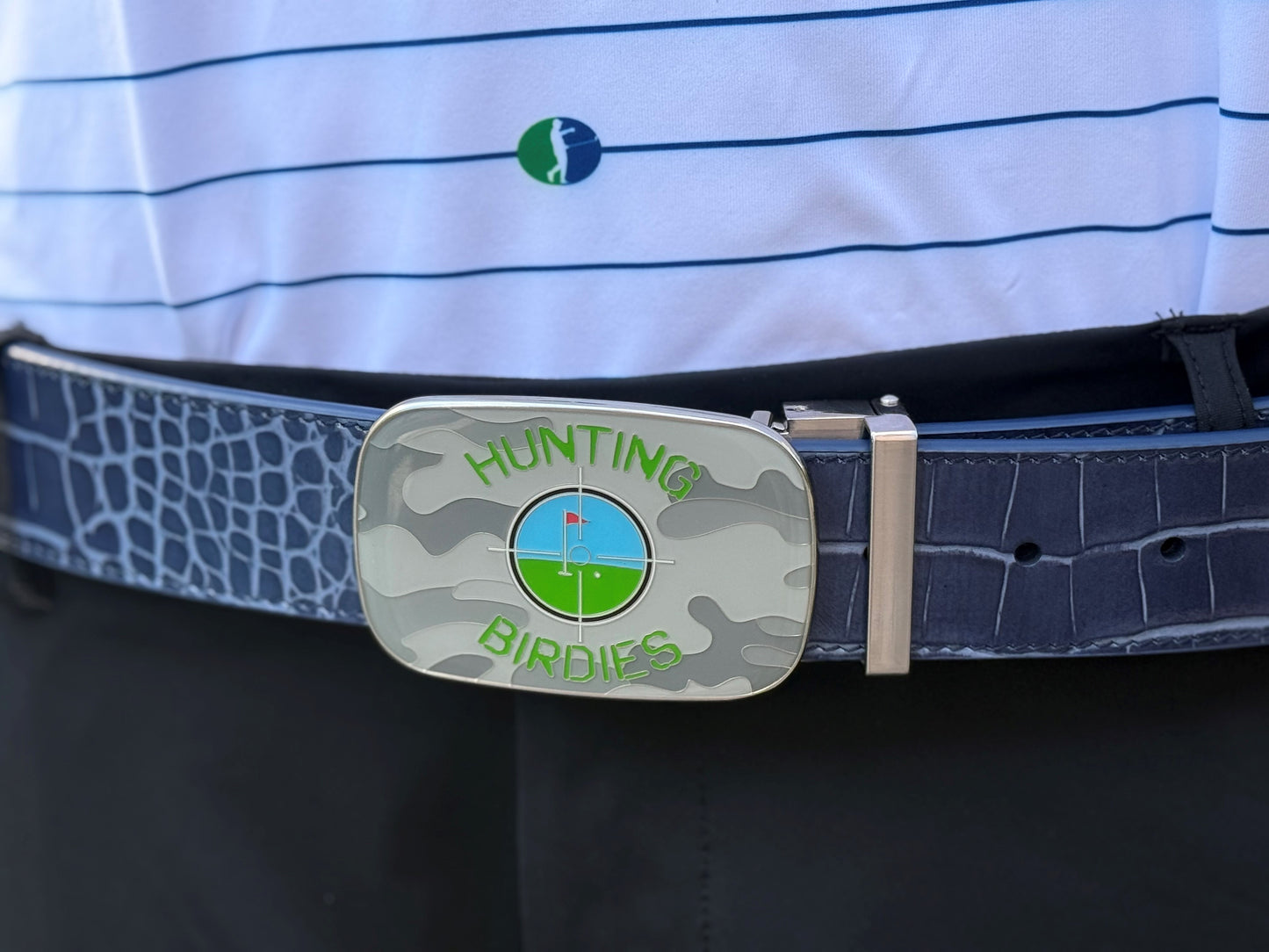 Hunting Birdies Mock Croc Leather Belt