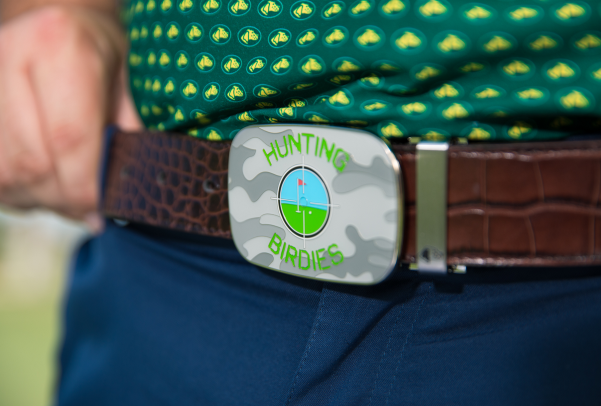 Hunting Birdies Mock Croc Leather Belt