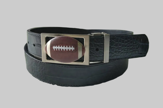Football 🏈 Game Buckle on Mock Croc Leather Strap