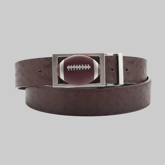 Brown Ostrich Football Belt